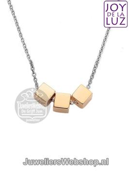 JOY de la LUZ JLN027-45 Layered Necklace 3 Cubes Goldplated 45-48cm